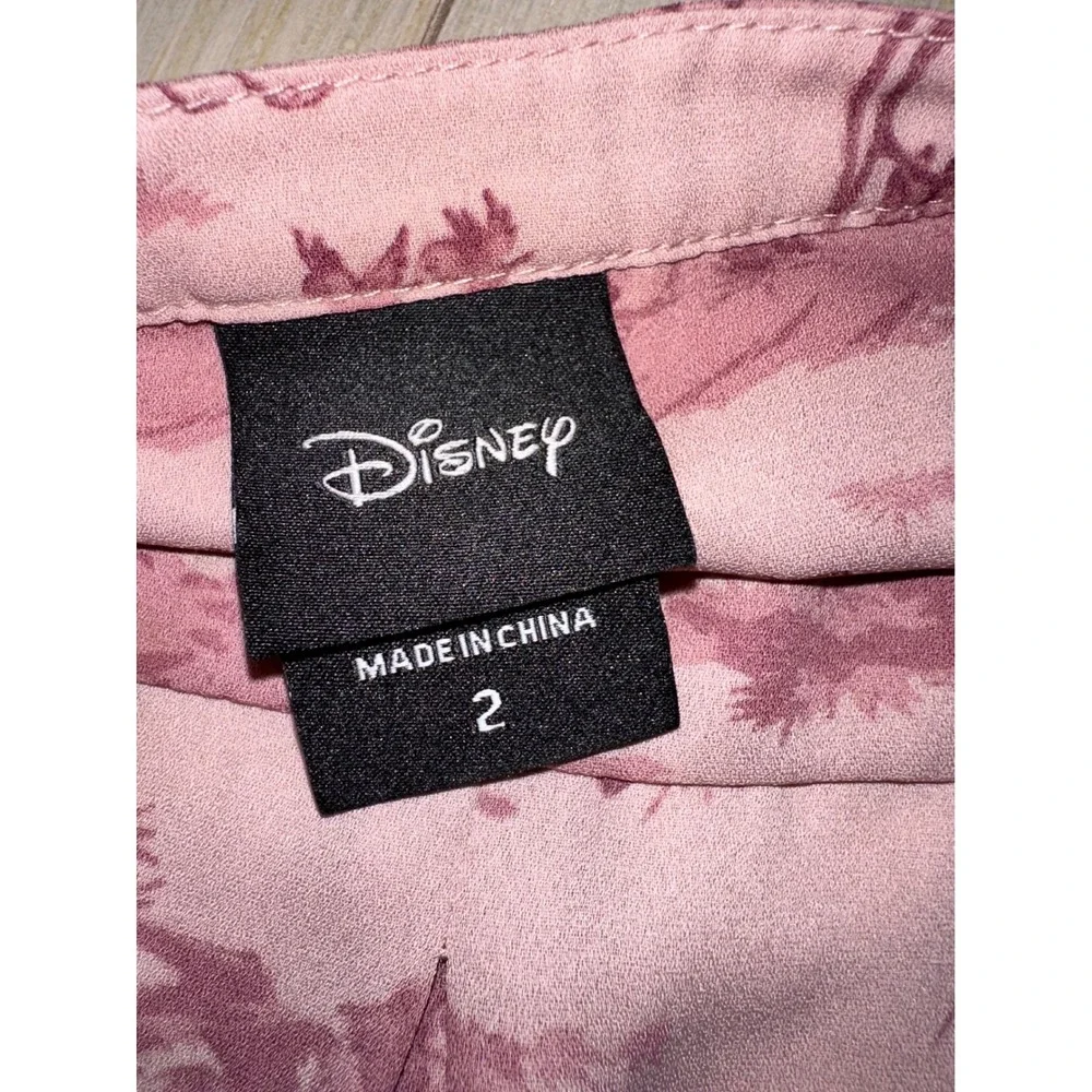 Disney Bambi Toile Print Roll Tab Sleeve Blouse Mauve Pink Plus Size 2
